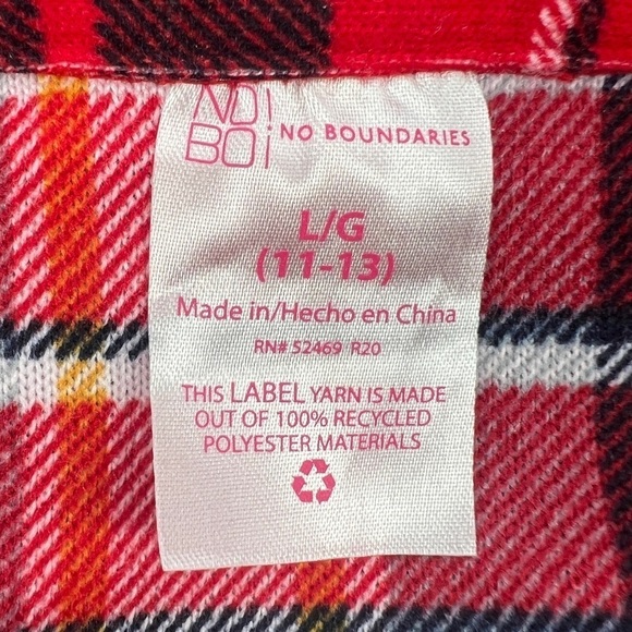 NWT So Blue Red Plaid Tie Waist Cropped Flannel Shirt Size Large Women’s - Picture 2 of 6